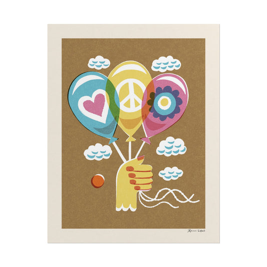 Peace Series: Balloons Love, Peace, Flower Power Art Print