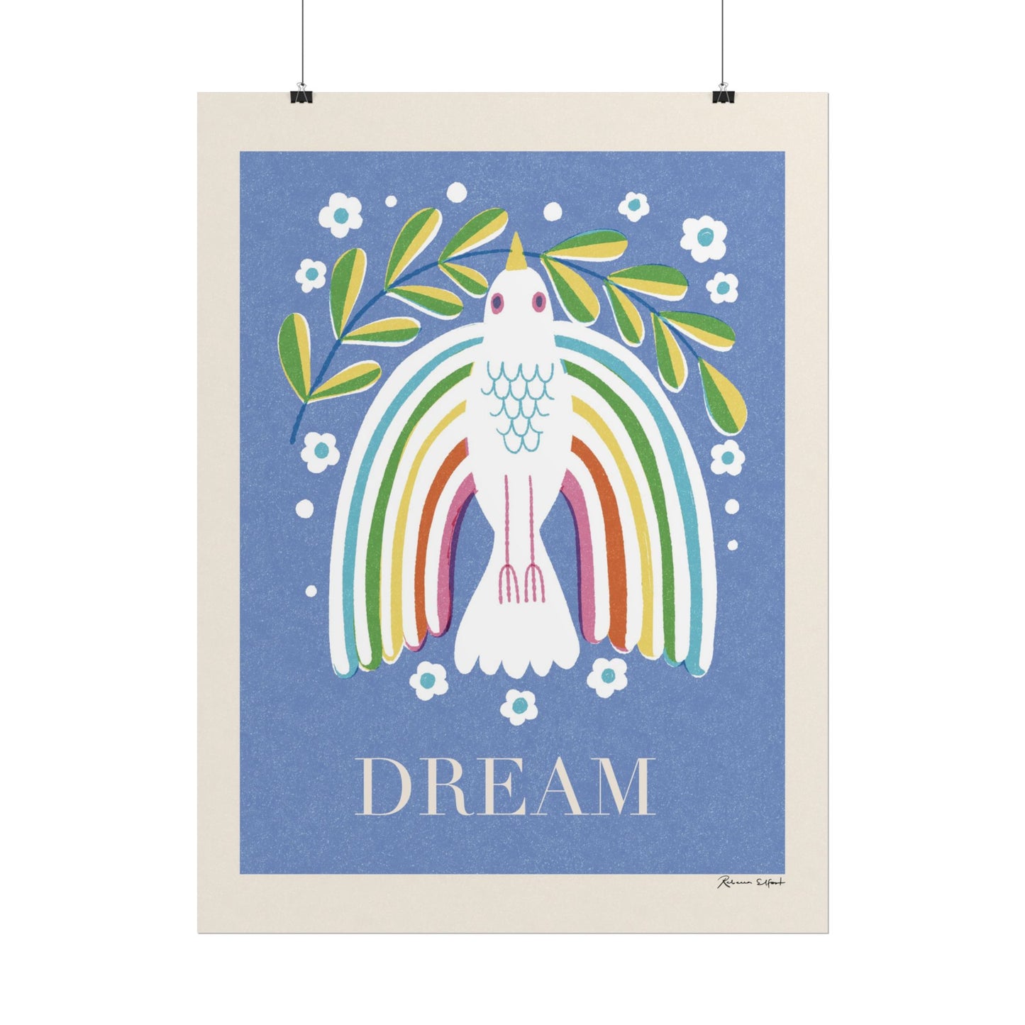 Peace Series: "DREAM" Rainbow Wings Peace Bird Art Print