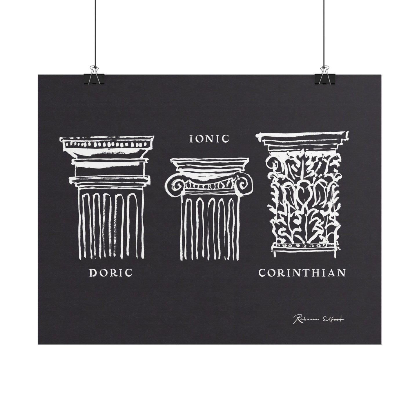 Inky Architecture Classical Column Order Dark - Art Print