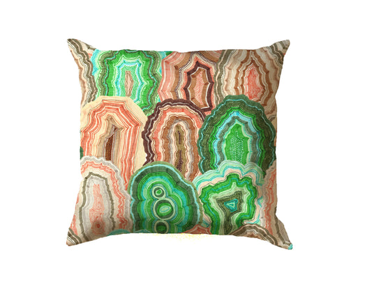 Agate Malachite Square Cotton Cushion