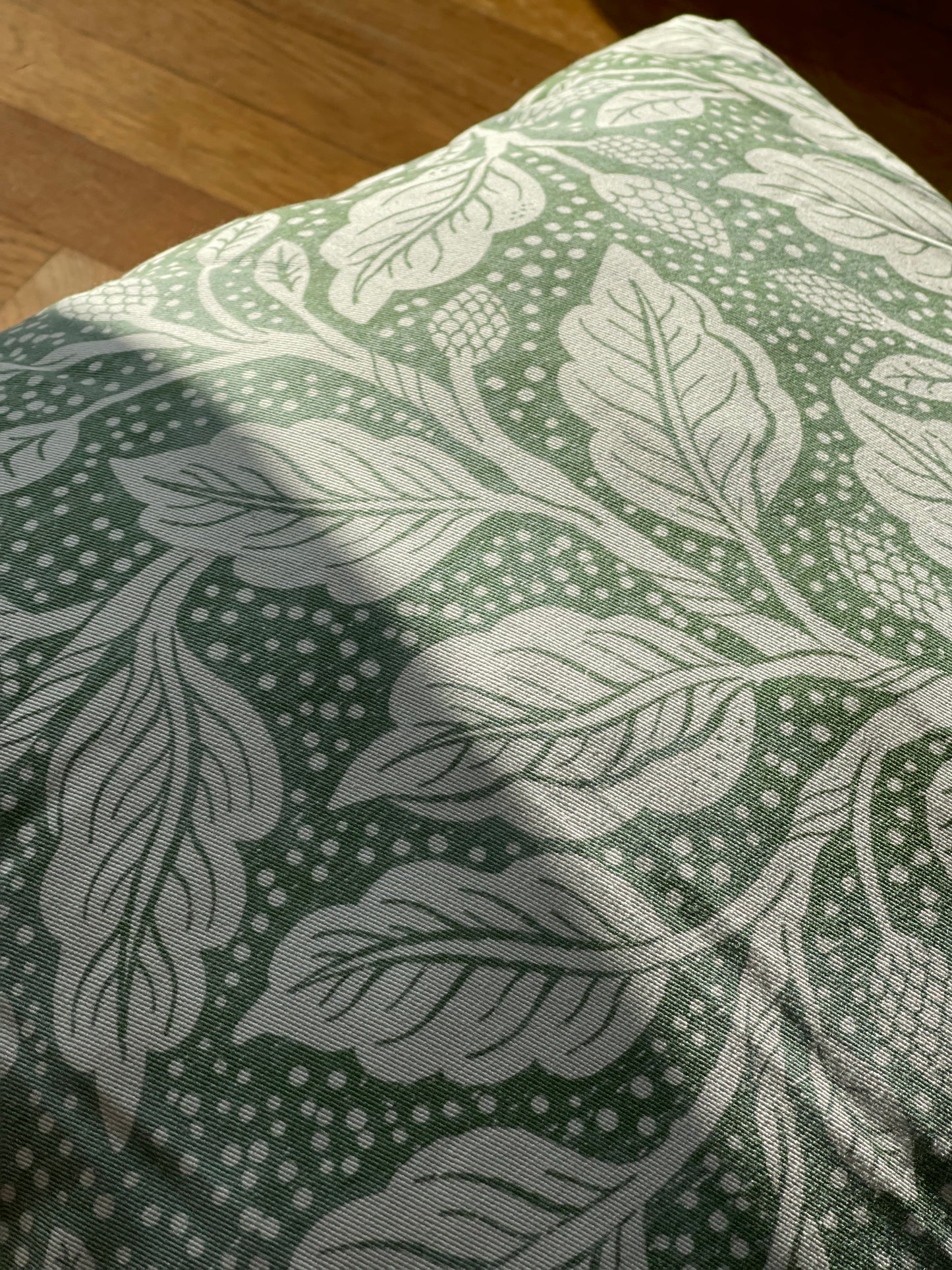 Budding Branches Green Square Cotton Cushion