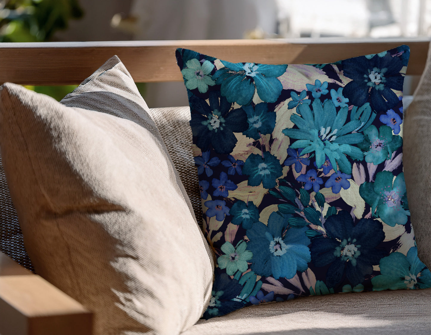 Garden Wall Midnight Blues Cotton Cushion