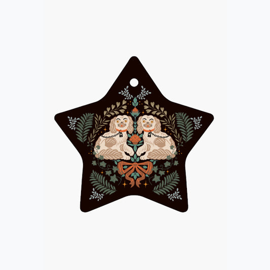 Kitsch Porcelain Dogs Star Ceramic Ornament