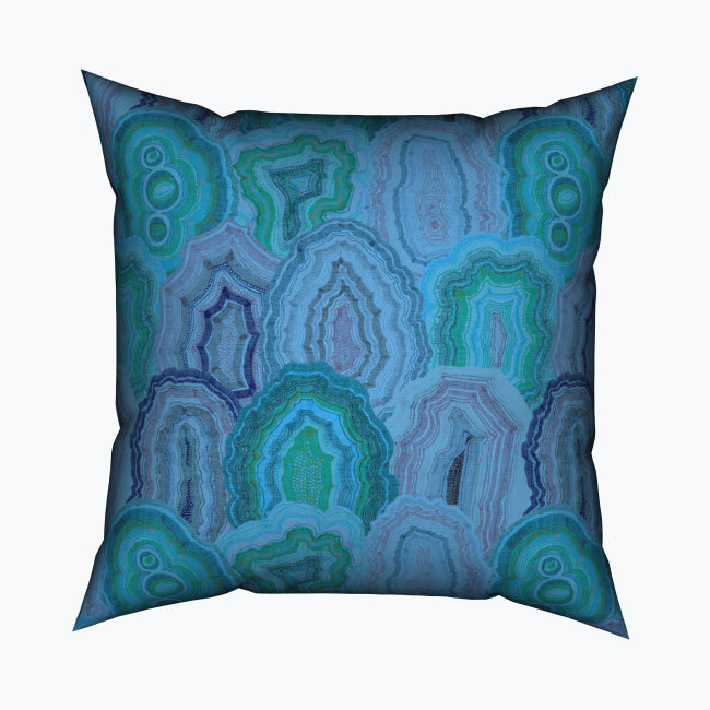 Agate Malachite Square Cotton Cushion - Blues