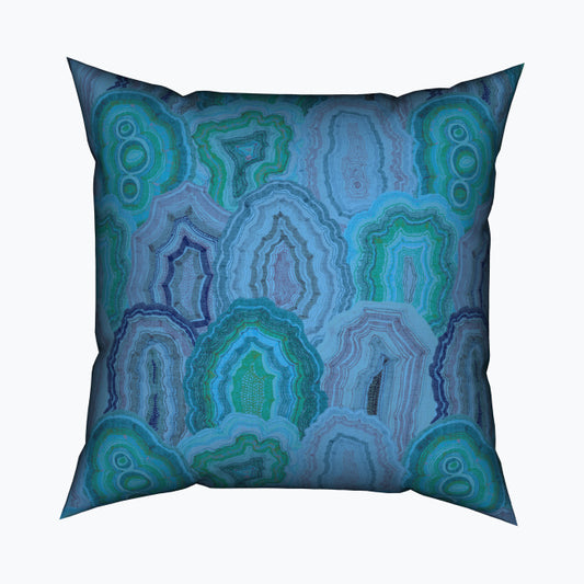 Agate Malachite Square Cotton Cushion - Blues