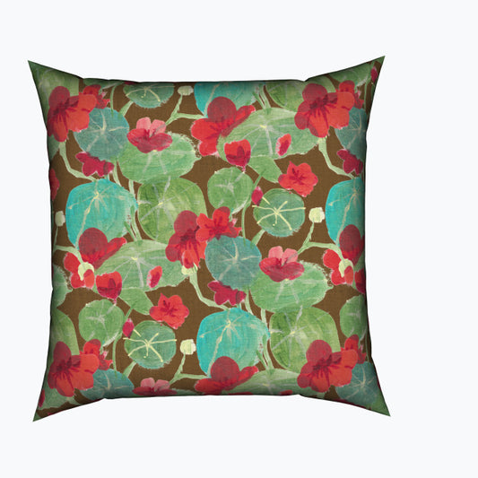 Painterly Nasturtium Cushion