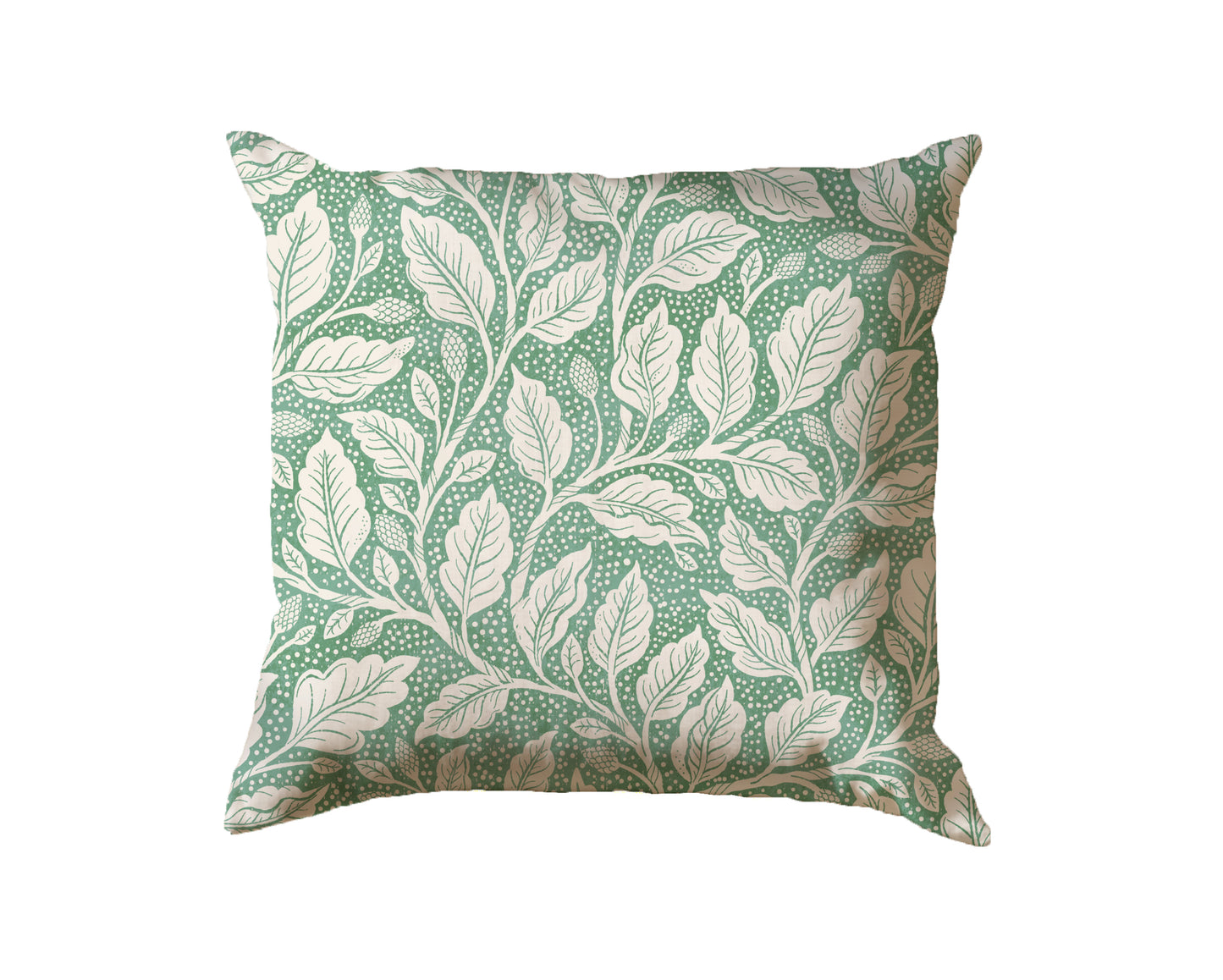 Budding Branches Green Square Cotton Cushion