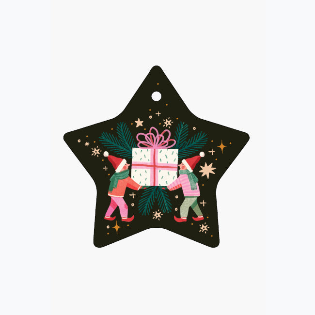 Sweet Santas - Star Ceramic Ornament