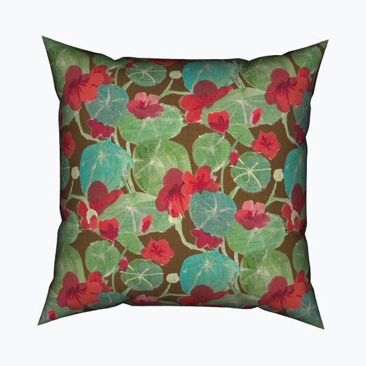 Painterly Nasturtium Cushion