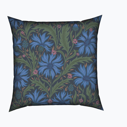 Cornflower Field Blue Cotton Cushion