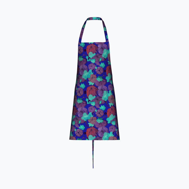 Blue Nasturtium Cotton Kitchen Apron